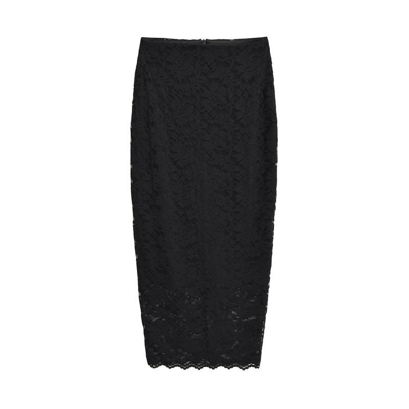 Тонкая кружевная юбка-миди с высокой талией для женщин, весна и осень