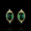 Elegant Earrings for Women Simple Green Zircon Light Luxury Earrings Black Gold Jewelry Classic Party Earrings Wedding Bridal Earrings