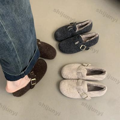 Модная зимняя ретро теплая обувь с толстым плюшем для женщин, новая, из искусственной замши, теплая хлопковая одинарная обувь, женская обувь на толстой подошве, нескользящая, с хлопковой подкладкой