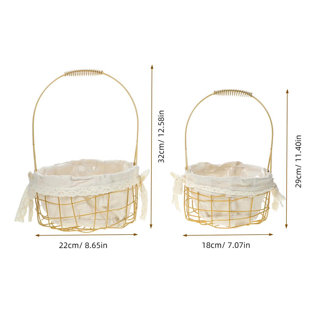 2Pcs Woven Picnic Basket Set Decorative Flower Basket Handwoven Planter Organizer for Plants Indoor Outdoor Storage