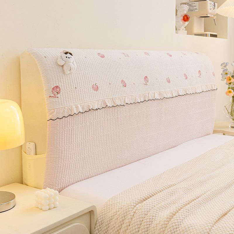 1PC INS Cream Style Full Coverage Headboard Cover Anti-cat Scratch Anti-pilling Dustproof Elastic Soft Bag for Home All Season