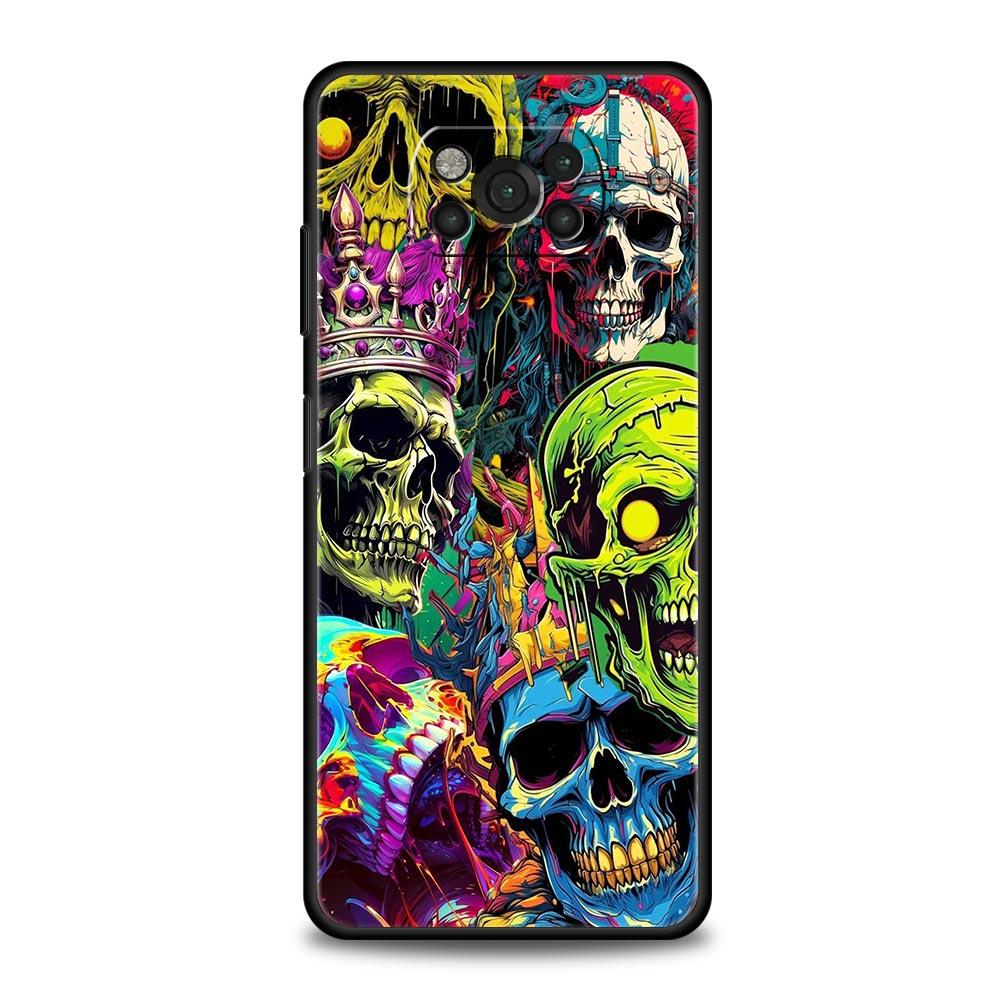 Skeleton Skull Phone Case for Xiaomi Poco F7 F6 F5 F4 F3 X6 X5 X4 X3 NFC F7 Ultra M4 C51 C55 GT 5G Soft TPU Cover Fundas Capas