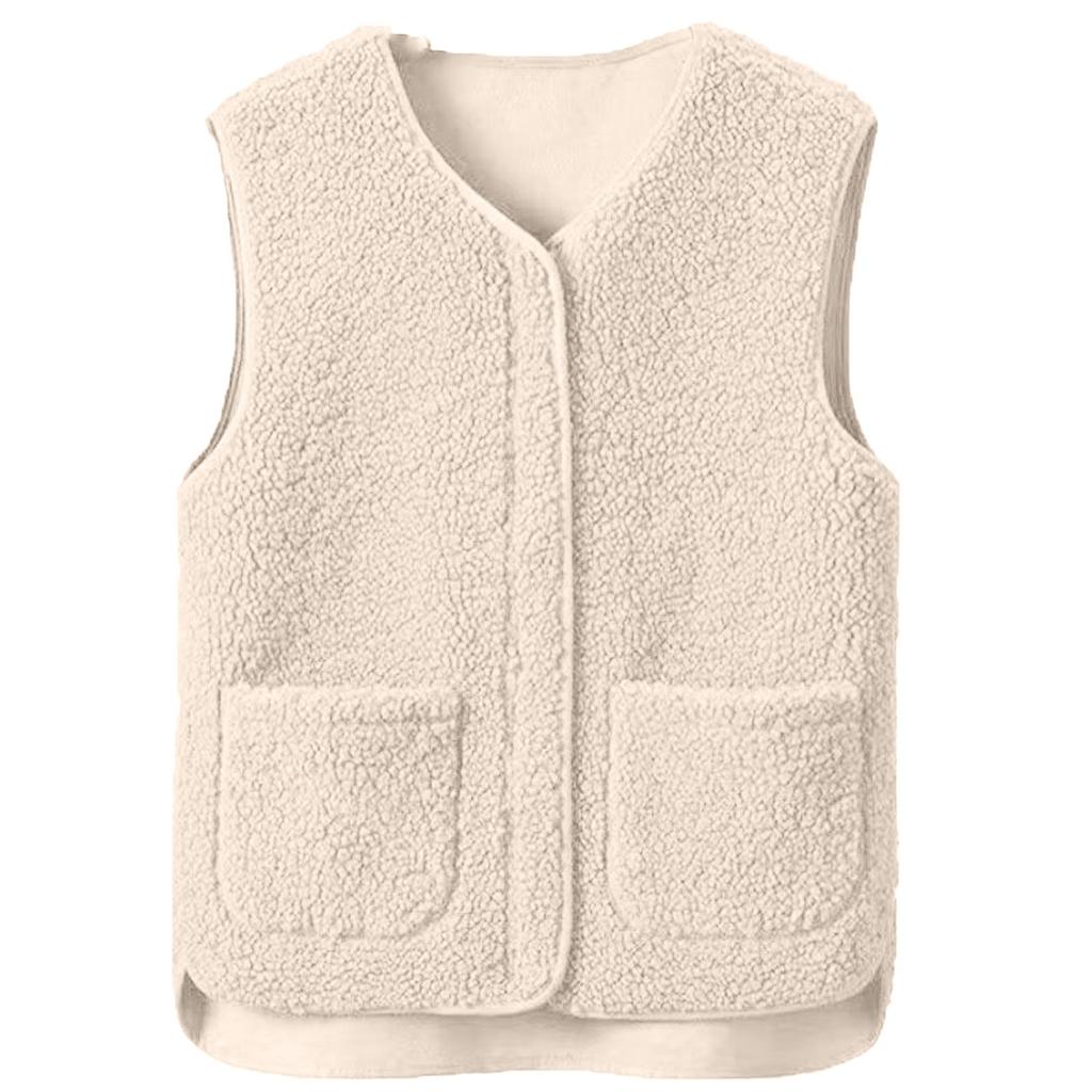 Women's Fashion Casual Loose Lamb Wool Female Short Winter Vest
