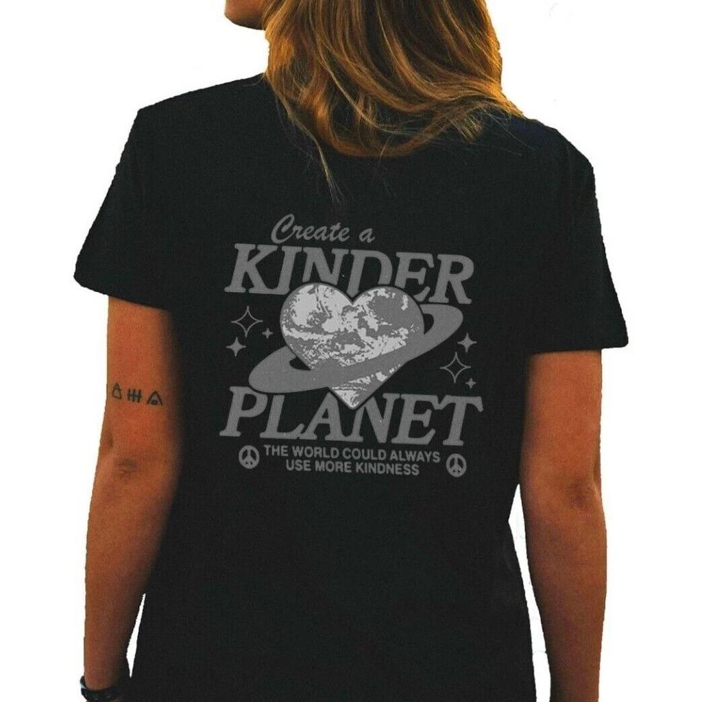 Унисекс футболка приталенного кроя - Kinder Planet Стильная Оригинальная Студенческая Летняя Пара