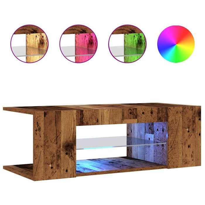 VidaXL Meuble TV avec lumières LED vieux bois bois d'ingénierie, support TV, meuble multimédia, console TV, meuble hifi, 856325