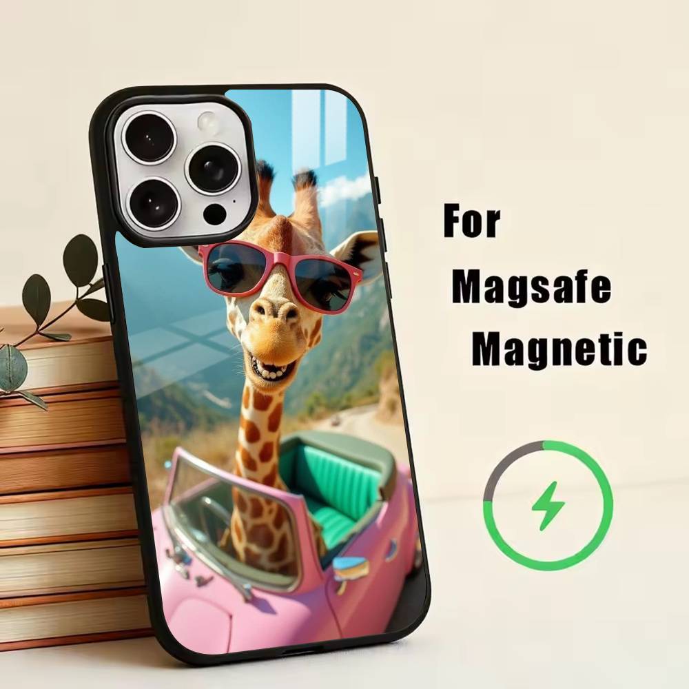 D-Забавные животные Чехол для телефона Для iPhone 17, 16, 15, 14, 13, 12, 11 Plus, Pro Магнитный Для Magsafe Беспроводная зарядка