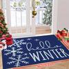 [Зимний коврик-снежинка] Рождественский приветственный коврик Hello Winter - Машинная стирка, Нескользящий, Прямоугольной формы Полиэстеровый приветственный коврик -