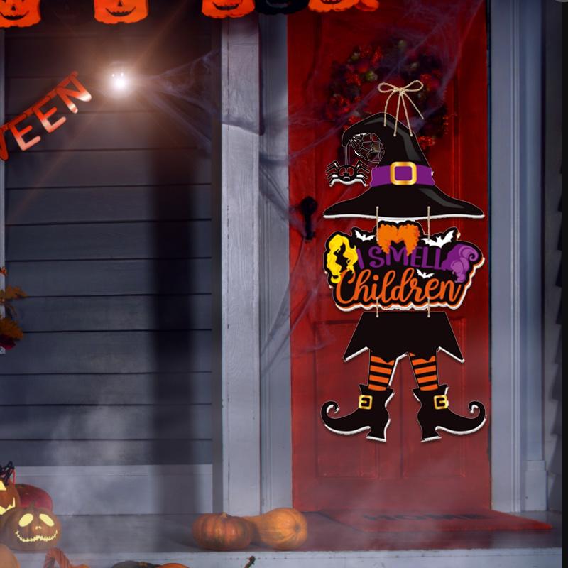 1 шт. подвесной знак на Хэллоуин, декор для вечеринки, подвесные подвески на дверь, приветственный знак, черная кошка, тыква, привидение, летучая мышь, дверная бирка