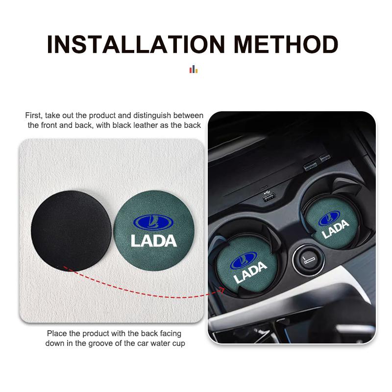 2pcs Suede Car Drink Mat Universal Non Slip Cup Holder Pad For Lada Niva Vesta 4X4 Samara Kalina Largus Priora Granta ejw1