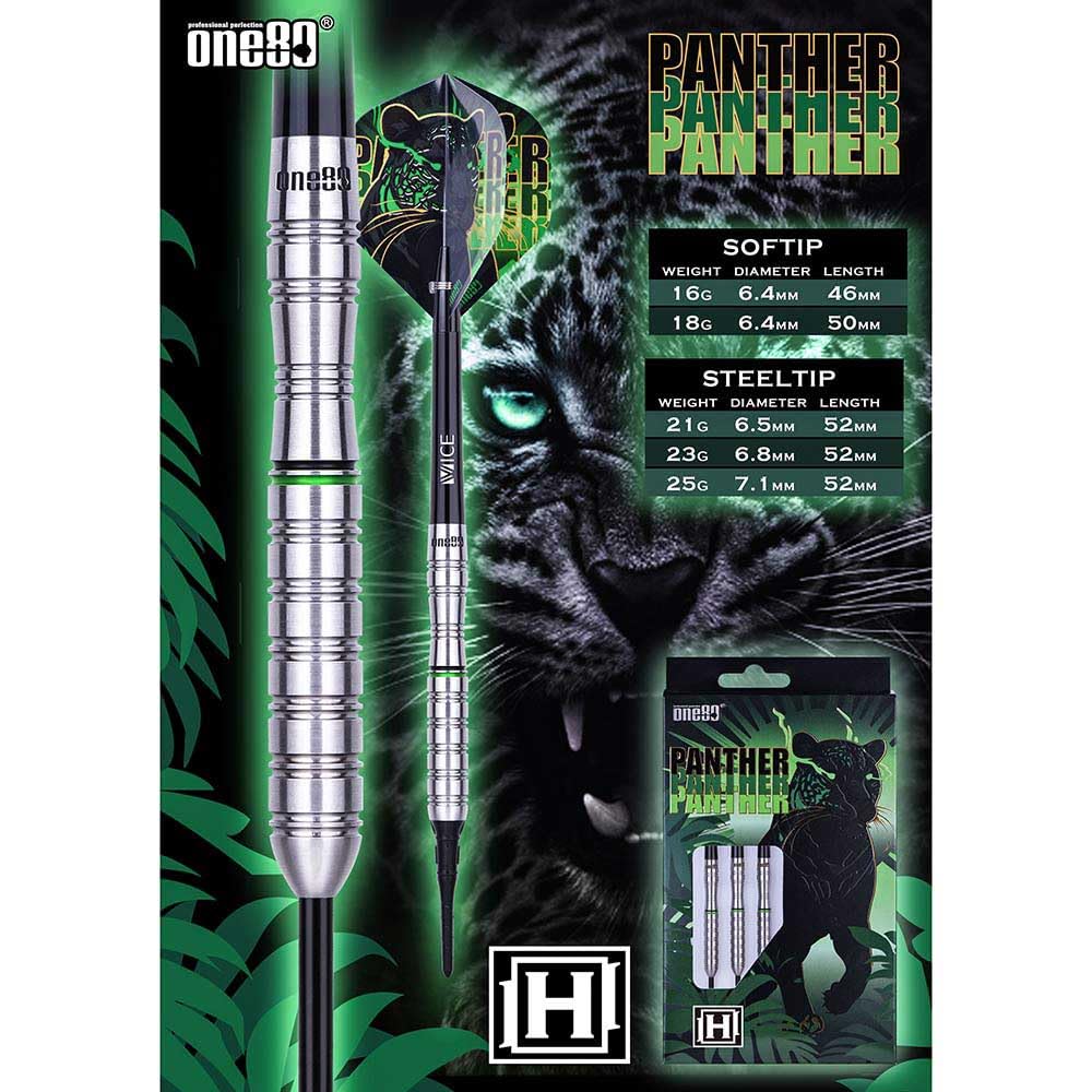 One80 One Eighty Panther H STEEL 25g Dart Barrel Dart Set