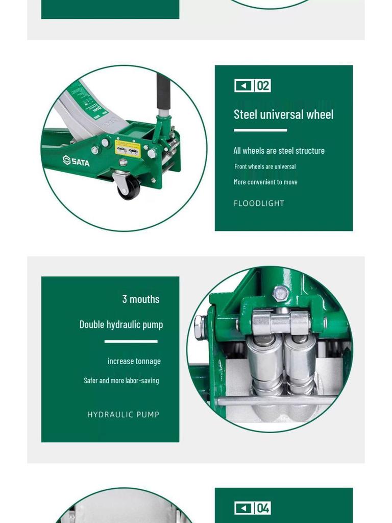 Гидравлический домкрат из алюминиевого сплава - Горизонтальный низкопрофильный, с двойным насосом, 1,5/2,5/3 метрических тонны, 97813A.