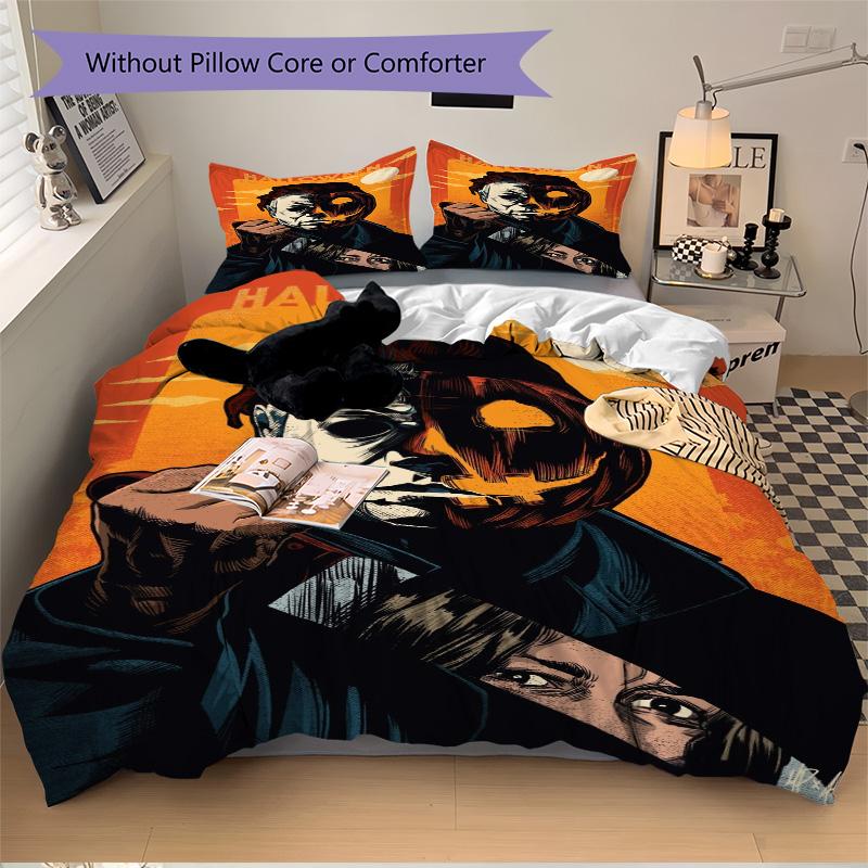 Halloween Horror Icon Print 3Pcs Bedding Setduvet Cover With 2 Bedropillowcase Home Birthday Gift