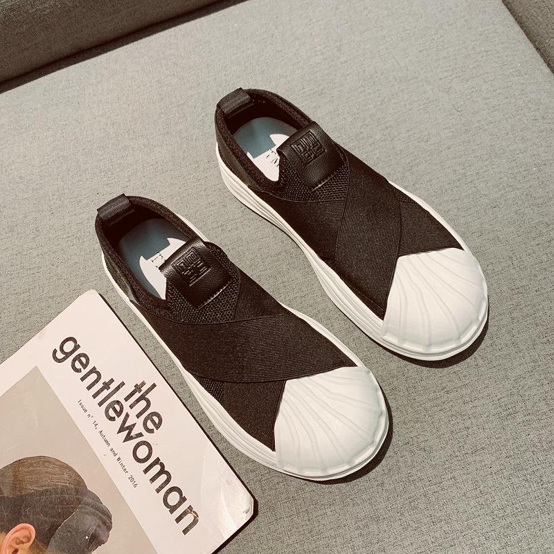 Кроссовки из мягкой кожи 2025 весна-осень новая модель с летящей плетеной поверхностью, дышащие и удобные, универсальные женские туфли, носок-ракушка, повседневные кеды