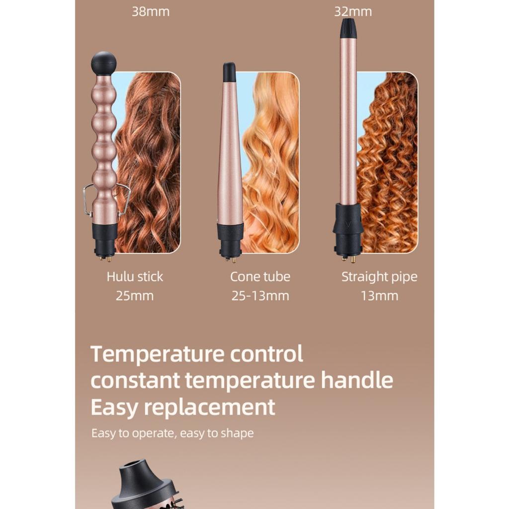 Набор из 5 сменных плоек для завивки - Создавайте глубокие волны, банановые локоны, афро-локоны с помощью расчески-лопатки для распутывания, многофункциональный инструмент для укладки волос