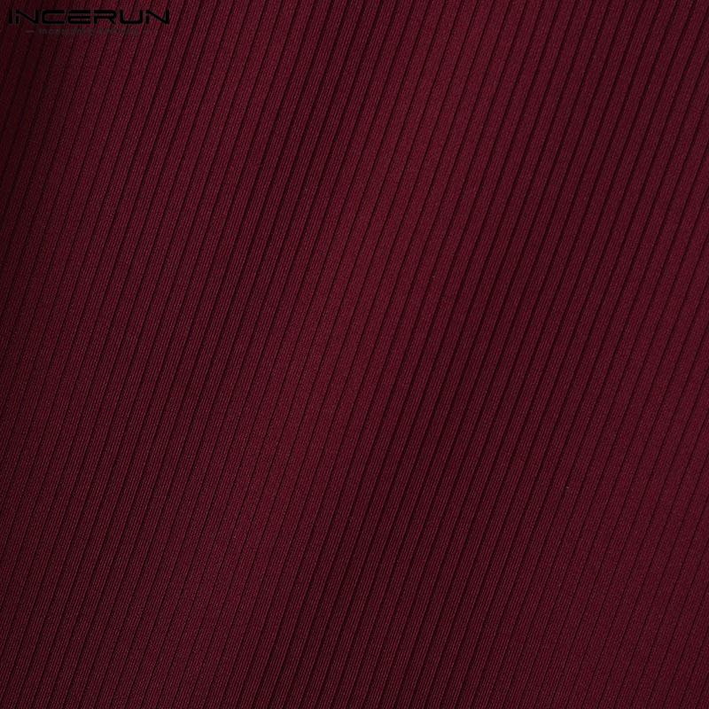 INCERUN Летние мужские повседневные футболки с круглым вырезом и коротким рукавом, косой планкой, застежкой-молнией в рубчик