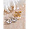 Yhpup Elegant Imitation Pearls Geometric Chain Drop Earrings for Women Stainless Steel Exquisite Daily Jewelry Bijoux Gift
