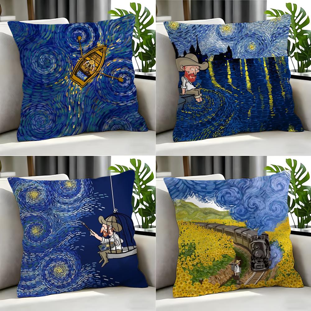 Art VVan Gogh Cushion Cover Cushion Cover Set Pcs x x x Pillowcase Decorative Sofa Home Decor