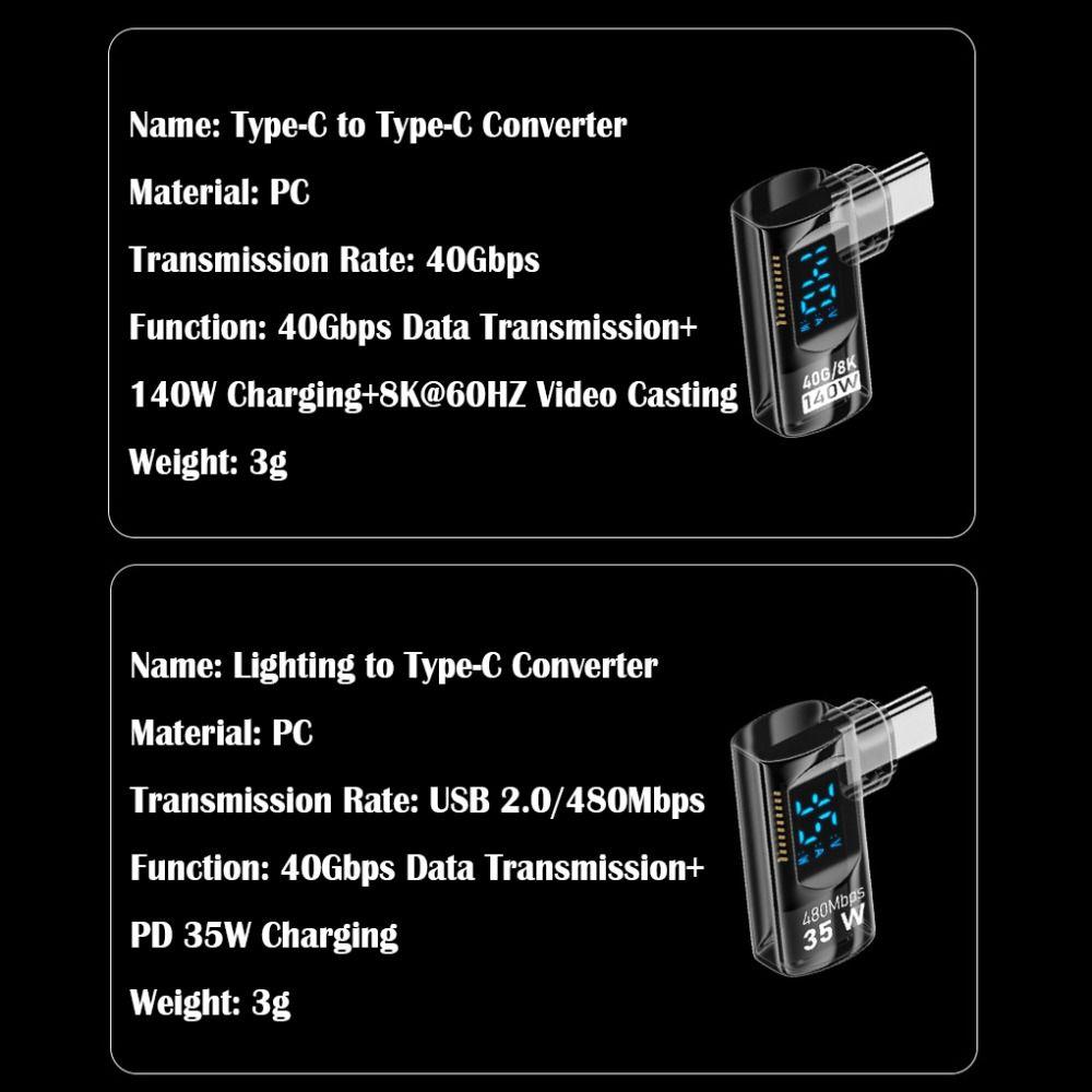 Адаптер USB-C 8K 60 Гц Цифровой дисплей Измеритель мощности Тестер Разъем-удлинитель Type-C Мобильный телефон