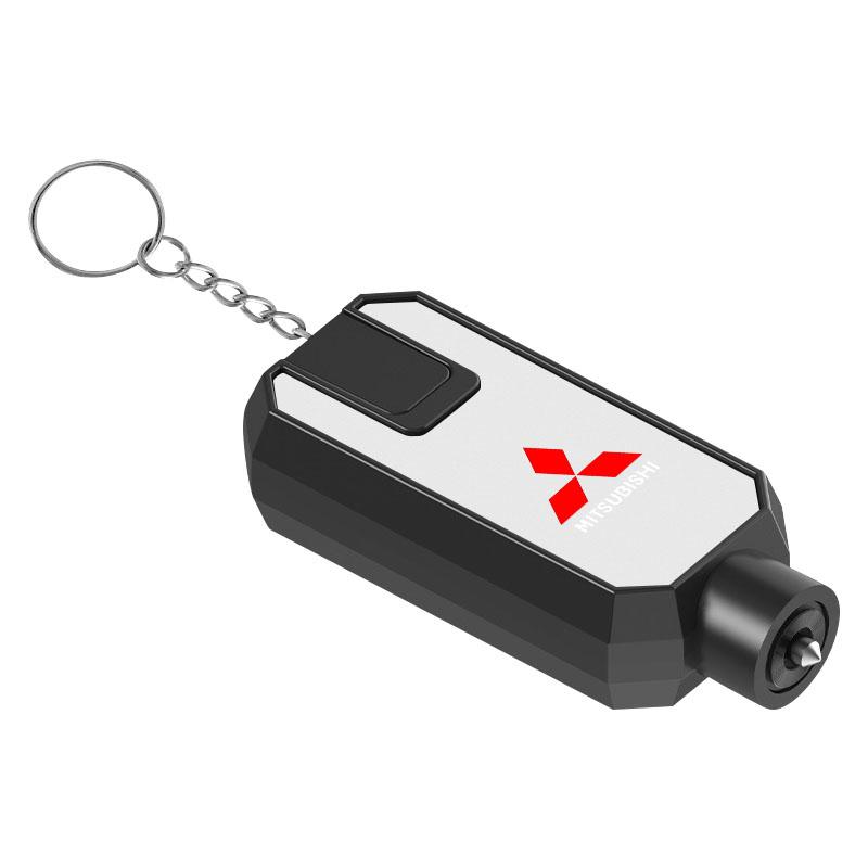 1Pcs Car Window Breaker Hammer, Seatbelt Cutter with Keychain Emblems For Mitsubishi Lancer ASX Mirage Pajero Xpander Attrage