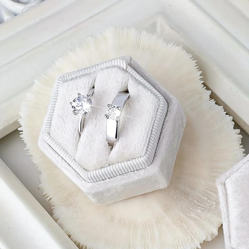 1 шт.-Винтажная шестигранная шкатулка для украшений, двойная коробка для колец, пустая коробка, органайзер для подарка на помолвку, свадебную церемонию, День святого Валентина