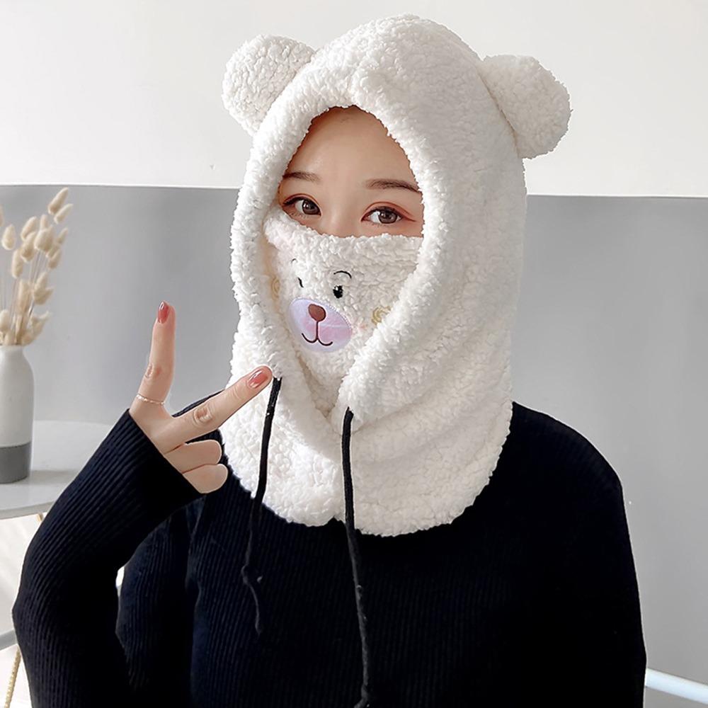 Cartoon Bear Ears Hat Thickened Ear Protection Cap Fashion Winter Hats for Women Girls