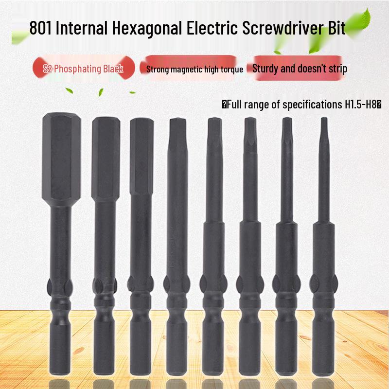 Шестигранная электрическая отвертка Nigao Black Phosphating 801, хвостовик 5 мм, магнитная, закаленная, для пневматической отвертки.