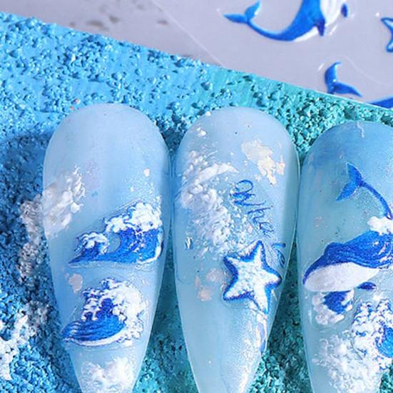 Наклейки для ногтей на морскую тематику Летние Синий кит Медуза Коралл Морская звезда Декорация для маникюра Наклейки DIY Домашний Маникюрный салон Аксессуары