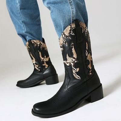 2024 Горячая Распродажа Женские Винтажные Вышитые Вестерн Ковбойские Сапоги Большие Размеры Модные Концертные Ковбойские Сапоги До Середины Икры Zapatos