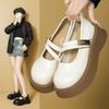 Mary Jane Shoes Women's Autumn New Shallow Mouth One-word Buckle Belt Thick Sole Medium Heel Small Leather Shoes Women