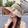 Виниловая шляпа-цилиндр без верха женская с большим бантом на липучке без верха крутая шляпа с большими полями защита от УФ-лучей солнцезащитная шляпа-ведро