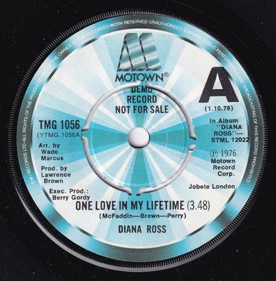 7-дюймовая пластинка DIANA ROSS - One Love In My Lifetime TMG1056PROMO Motown 1976 UK Соул/Фанк Б/У
