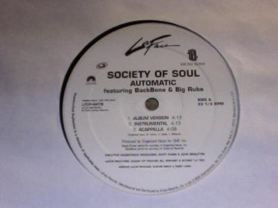 12-дюймовая пластинка SOCIETY OF SOUL / FULANITO - Automatic / Serenata Negra LFDP4479 LaFace Records 2000 США Рэп и Хип-Хоп/R&B Б/у