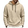 Mens Hooded Casual Sweatshirt With Jacquard Lightweight Cotton Blend Long Sleeve