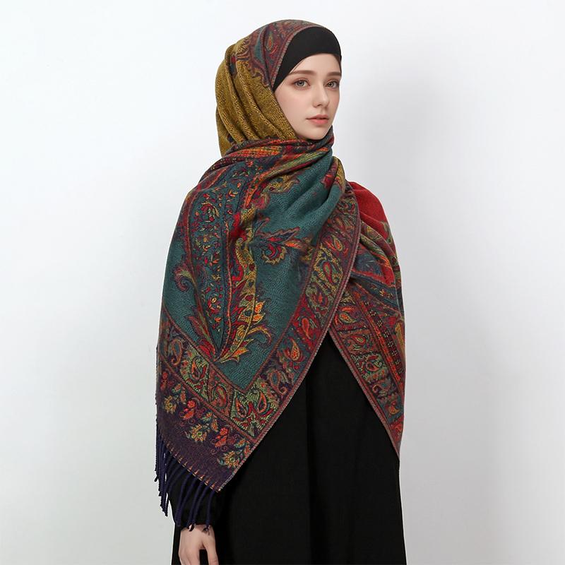 Luxury Brand Autumn Cashmere Jersey Shawl Womens Scarf Warm Winter Scarf Design Printed Womens Muslim Cotton Shawl Scarf