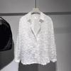 Men Shirt Long Sleeve Solid Color Fuzzy Tassel Button-down Cardigan Mid Length
