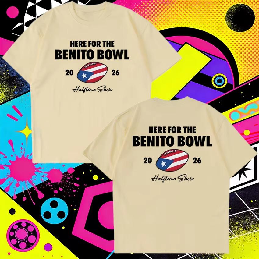 Hot Rapper Bad Bunny Super 2026 Halftime Show short sleeve Tshirt Men summer harajuku black T shirt Unisex Cotton clothing