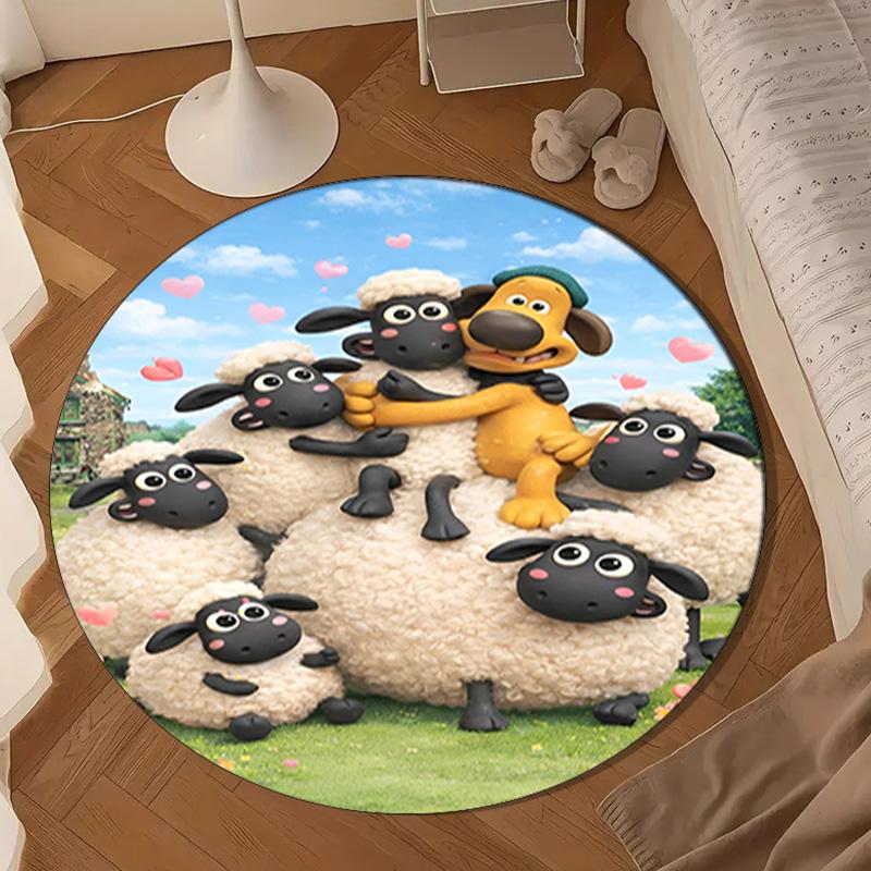 Sheep Friends Adventure Round Rug for Livingroom,Bedroom, Palyroom, Chair Rug, Area rug, Circle Carpet, Large Size Decor Fan Christmas gift