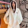 Women Long Sleeve Hooded V Neck Loose Pullovers Female Tops Solid Color Sweatshirts
