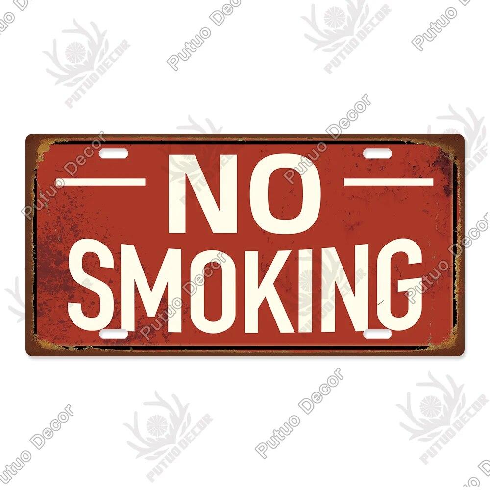 Putuo Decor Warning Metal Sign Plaque Metal Vintage Licenses Plate Tin Sign Wall Decor for Gas Station Pub Bar Beach Decoration