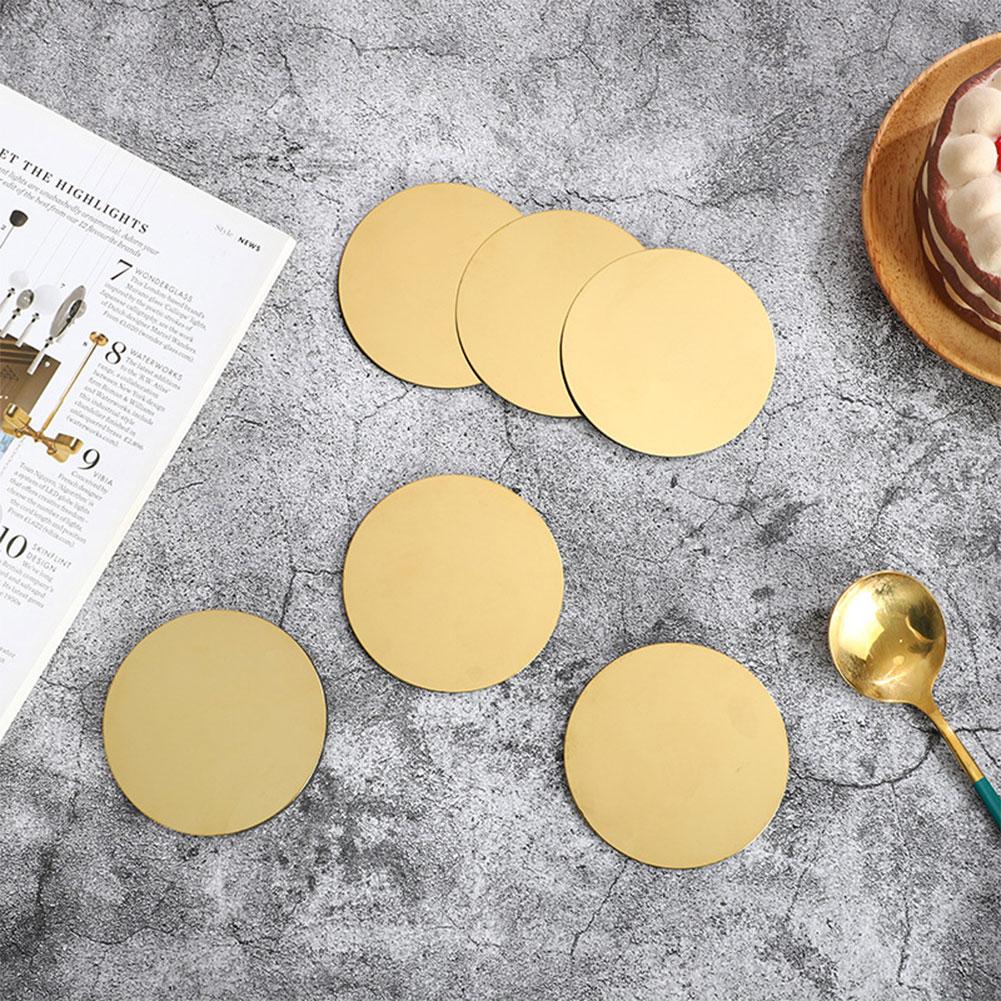 6 шт. Подставки из нержавеющей стали Золотой набор подставок для чашек с держателем Круглые подставки для чашек Нескользящие металлические подставки для чашек для обеденного стола