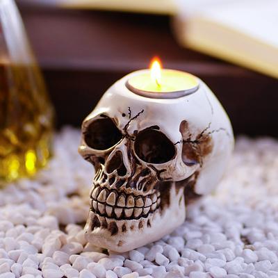 Подсвечник в виде черепа, украшение, атмосфера, реквизит для сценарных игр, Хэллоуин, дом, изделия из смолы
