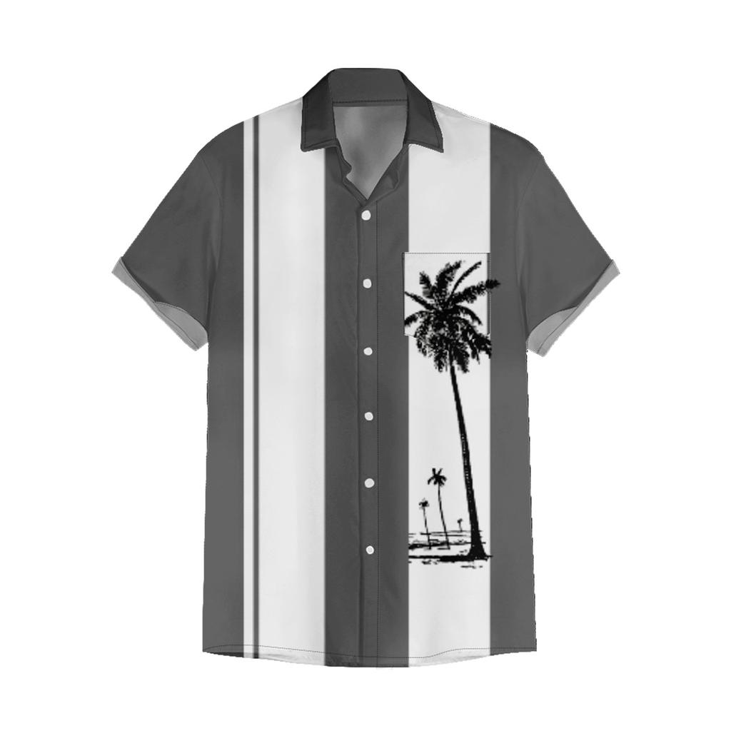 Мужские гавайские рубашки с короткими рукавами и пуговицами с принтом. Мужские повседневные модные рубашки с короткими рукавами.
