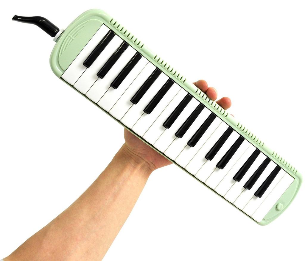 KC Kyoritz Melody Piano Keyboard Harmonica 32 Keys Light Green Name Label P3001-32K/UGR (Do-Re-Mi Labels, Cloth, Included)
