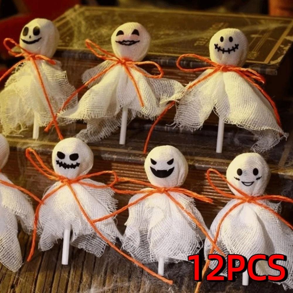 12 шт. Креативное украшение для Хэллоуина на леденец со стикером, тканевый чехол, украшение для конфет-призраков, без леденцов, простое в использовании