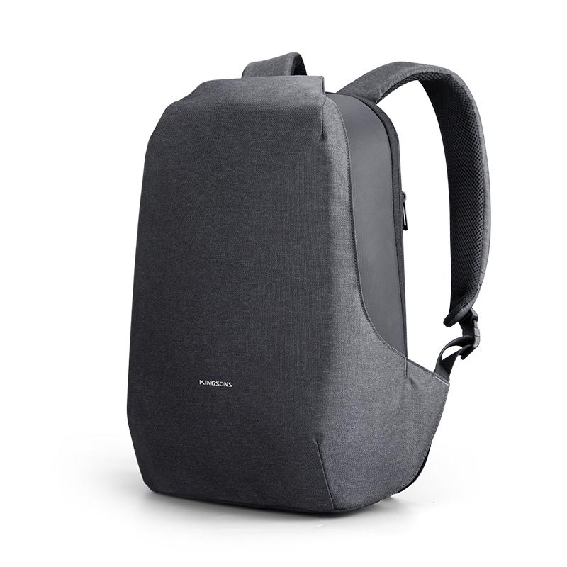 Men Backpack Kingsons Business Waterproof Anti-theft Laptop Backpack 15.6 Inch Fashion School Bags for College Student Dark Gray