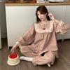 Осенняя корейская версия ретро-дворца, милая кружевная клетчатая пижама с длинными рукавами для дома, женский костюм