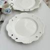 Французская рельефная тарелка с ажуром, 10 дюймов, керамическая, изысканная форма цветка, кухонная посуда, белая, ретро, высокая эстетика, креативная тарелка