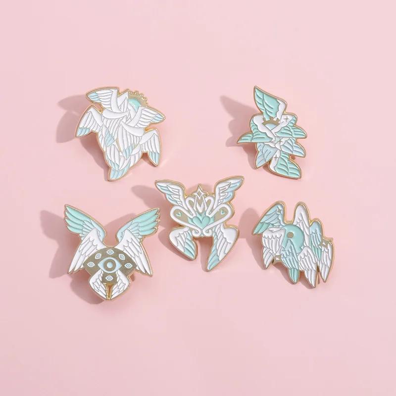 Эмалевые значки 'Глаз Серафима' Чисто-белые Ангельские Крылья Дух Серафим Броши Значки на лацкан Библейский Христианство Вера Ювелирные изделия Подарок