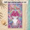 Unicorn Theme Soft Beach Towel Personalized Custom Name Text Towel Portable for Beach Pool Travel