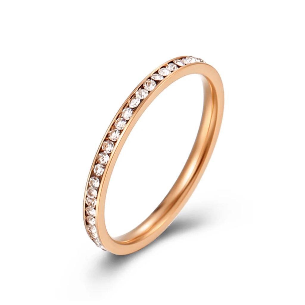 Luxury Designs Full Cubic Zirconia Rotating Rings for Women High Quality Stainless Steel Waterproof Jewelry 2026 Wedding Rings